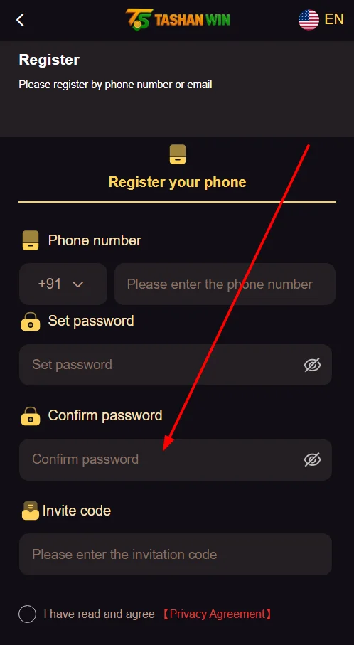 Confirm the password